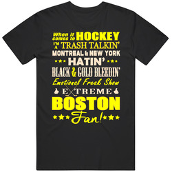 Boston Hockey Retro Graphic Unisex Cotton Black T Shirt