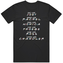 Friends Tv Show - Black Retro Graphic Unisex Cotton Black T Shirt