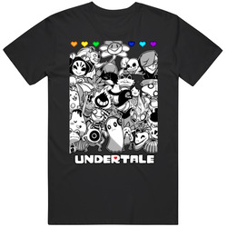 Undertale All Char Tg Black Retro Graphic Unisex Cotton Black T Shirt