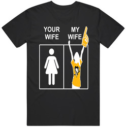 Pittsburgh Penguins T Shirt Sports Hockey Tee Your Wife My Wife Funny Sporting NHL Apparel Retro Graphic Unisex Cotton Black T Shirt