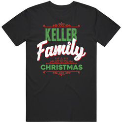 Keller Family Christmas Love Holidays Custom Last Name Gift Retro Graphic Unisex Cotton Black T Shirt