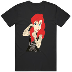Little Mermaid Retro Graphic Unisex Cotton Black T Shirt
