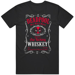 Deadpool Wiskey Retro Graphic Unisex Cotton Black T Shirt