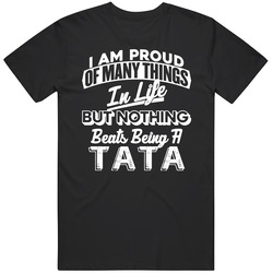 Proud Of Being Tata Czech Dad Best Parent Father's Day Gift Retro Graphic Unisex Cotton Black T Shirt