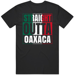 Straight Outta Oaxaca Mexican City Mexico Grunge Parody Retro Graphic Unisex Cotton Black T Shirt