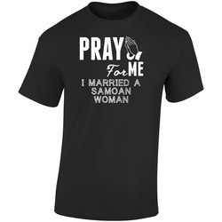 Pray For Me Married A Samoan Woman Nationality Retro Graphic Unisex Cotton Black T Shirt