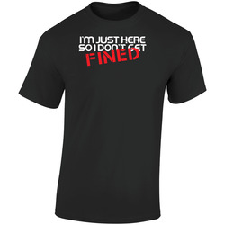I'm Just Here So I Don't Get Fined Funny Worn Look Retro Graphic Unisex Cotton Black T Shirt