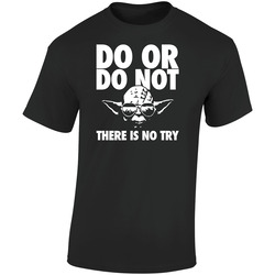 Do Or Do Not There Is No Try Cool Yoda Retro Graphic Unisex Cotton Black T Shirt