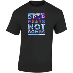 Rap Drop Beats Not Bombs Retro Graphic Unisex Cotton Black T Shirt