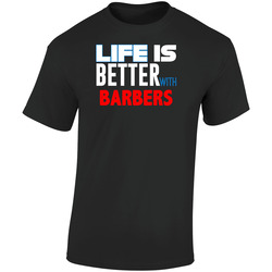 Life Is Better With Barbers Occupation Retro Graphic Unisex Cotton Black T Shirt