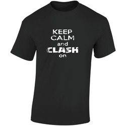 Clash Of Clans, Keep Calm And Clash On, Coc Shirt, Funny Shirt, Birthday Retro Graphic Unisex Cotton Black T Shirt