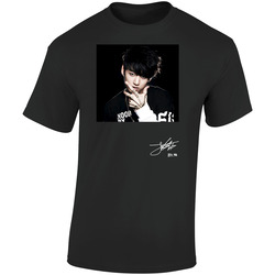 BTS Bangtan Boys ungkook signed t-shirt cd dvd album photocard Retro Graphic Unisex Cotton Black T Shirt