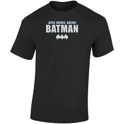 Beer Boobs Bacon Batman Retro Graphic Unisex Cotton Black T Shirt