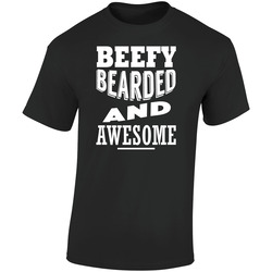 Beefy Bearded And Awesome Funny Mens Beard Retro Graphic Unisex Cotton Black T Shirt