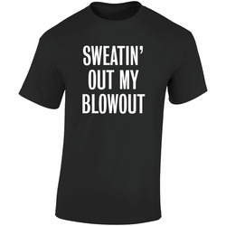 Sweatin' Out My Blowout Retro Graphic Unisex Cotton Black T Shirt