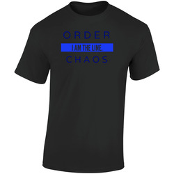 Law Enforcement, Thin Blue Line, Order and Chaos T-Shirt! Police, LEO's! Retro Graphic Unisex Cotton Black T Shirt