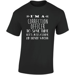 Correction Officer  To Save Time Occupation Retro Graphic Unisex Cotton Black T Shirt
