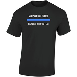 Support Our Police, They Fight What You Fear T-Shirt!! Law Enforcement! Retro Graphic Unisex Cotton Black T Shirt