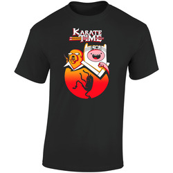Karate time t-shirt adventure time tee jake and finn Retro Graphic Unisex Cotton Black T Shirt