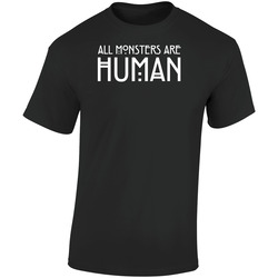 All Monster Are Human Black Men's Retro Graphic Unisex Cotton Black T Shirt