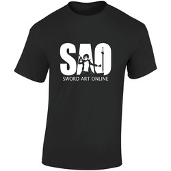 Sao 05 White Text Retro Graphic Unisex Cotton Black T Shirt