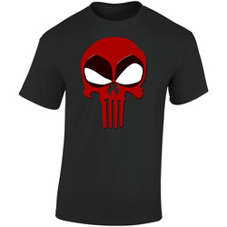 Deadpool Punisher Skull Retro Graphic Unisex Cotton Black T Shirt