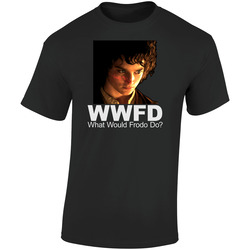 Wwfd What Would Frodo Do? Lord Of The Rings Movie Retro Graphic Unisex Cotton Black T Shirt