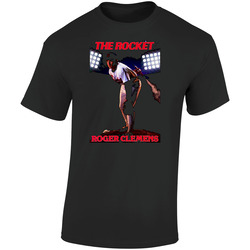 Retro Boston Baseball Roger Clemens The Rocket Retro Graphic Unisex Cotton Black T Shirt