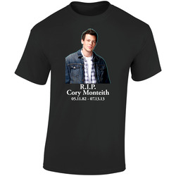 Cory Monteith Rip Tribute Retro Graphic Unisex Cotton Black T Shirt