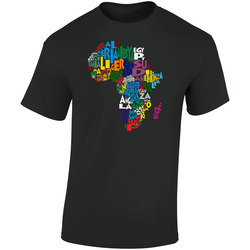 Africa Map Typho Black Retro Graphic Unisex Cotton Black T Shirt
