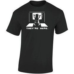 Poltergiest Theyre Here Retro Graphic Unisex Cotton Black T Shirt