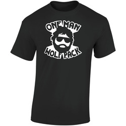 One Man Wolf Pack The Hangover Retro Graphic Unisex Cotton Black T Shirt