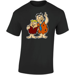 Fred And Barney Cartoon Classic Retro Graphic Unisex Cotton Black T Shirt