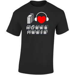 I Heart Love House Music Retro Graphic Unisex Cotton Black T Shirt