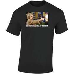 Betty White With Gun Retro Graphic Unisex Cotton Black T Shirt