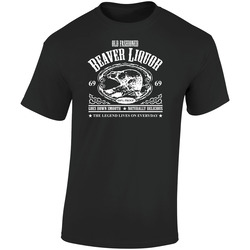Beaver Liquor Funny Laugh Retro Graphic Unisex Cotton Black T Shirt