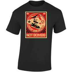 Drop Sneakers Not Bombs Shepard Fairey Retro Graphic Unisex Cotton Black T Shirt