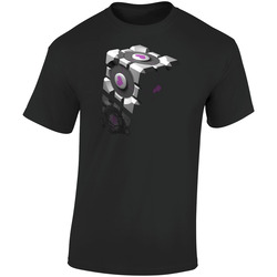 Companion Cube Portal Video Game Retro Graphic Unisex Cotton Black T Shirt