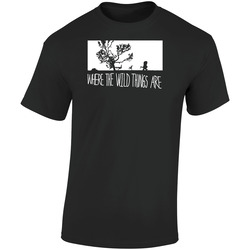 Where The Wild Things Are Retro Graphic Unisex Cotton Black T Shirt