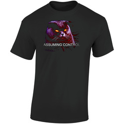 Mass Effect 2 Assuming Control Funny Cat Parody Retro Graphic Unisex Cotton Black T Shirt