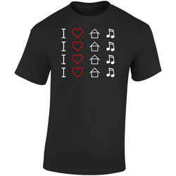 I Heart House Music Retro Graphic Unisex Cotton Black T Shirt