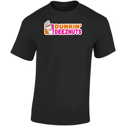 Dunkin Deez Nuts Funny Adult Humor V2 Retro Graphic Unisex Cotton Black T Shirt
