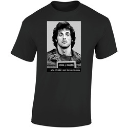 John J Rambo Movie Character  Shot Retro Graphic Unisex Cotton Black T Shirt