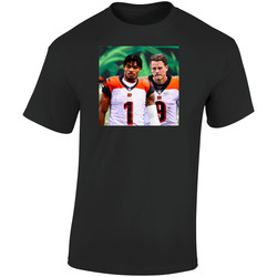 Ja'marr Chase Joe Burrow Football Athletes Retro Graphic Unisex Cotton Black T Shirt