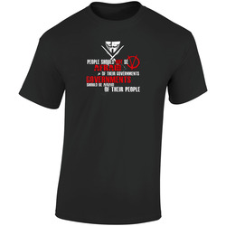 V For Vendetta People Shouldn't Be Affraid Of Governments Retro Graphic Unisex Cotton Black T Shirt