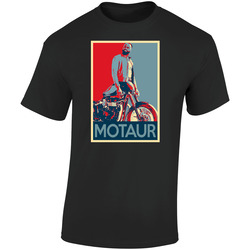 Motaur Hope Poster Half Man Half Motorcycle Progressive Mascot Fan Retro Graphic Unisex Cotton Black T Shirt