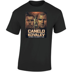 Canelo Vs Kovalev Light Heavyweight Fight Poster Distressed Look Fan Retro Graphic Unisex Cotton Black T Shirt