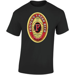 Fosters Lager Beer Vintage Australian Beer Label Retro Graphic Unisex Cotton Black T Shirt