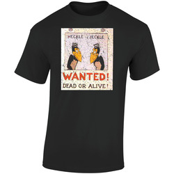 Heckle And Jeckle Wanted Dead Or Alive Vintage Tv Poster Crewneck Sweatshirt Retro Graphic Unisex Cotton Black T Shirt