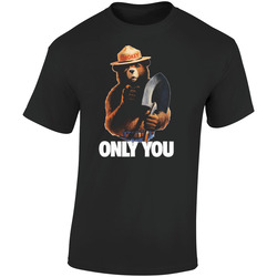 Smokey The Bear Only You 2 Retro Graphic Unisex Cotton Black T Shirt